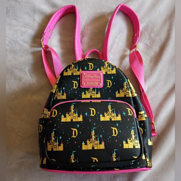 Loungefly Black and Pink Castle Backpack - Picture 2 of 9